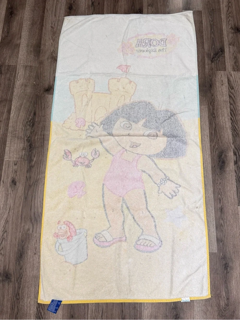 Vintage Y2K 2005 Dora The Explorer Beach Towel Sandcastle  Nickelodeon Jr Kids